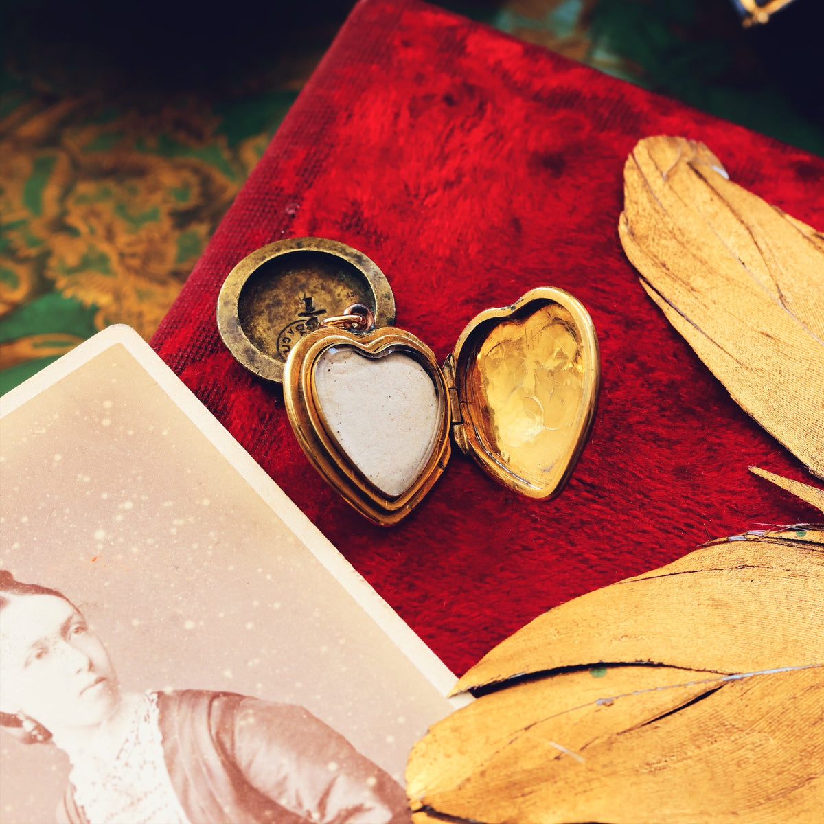 Antique Hand Engraved Heart Shaped Locket