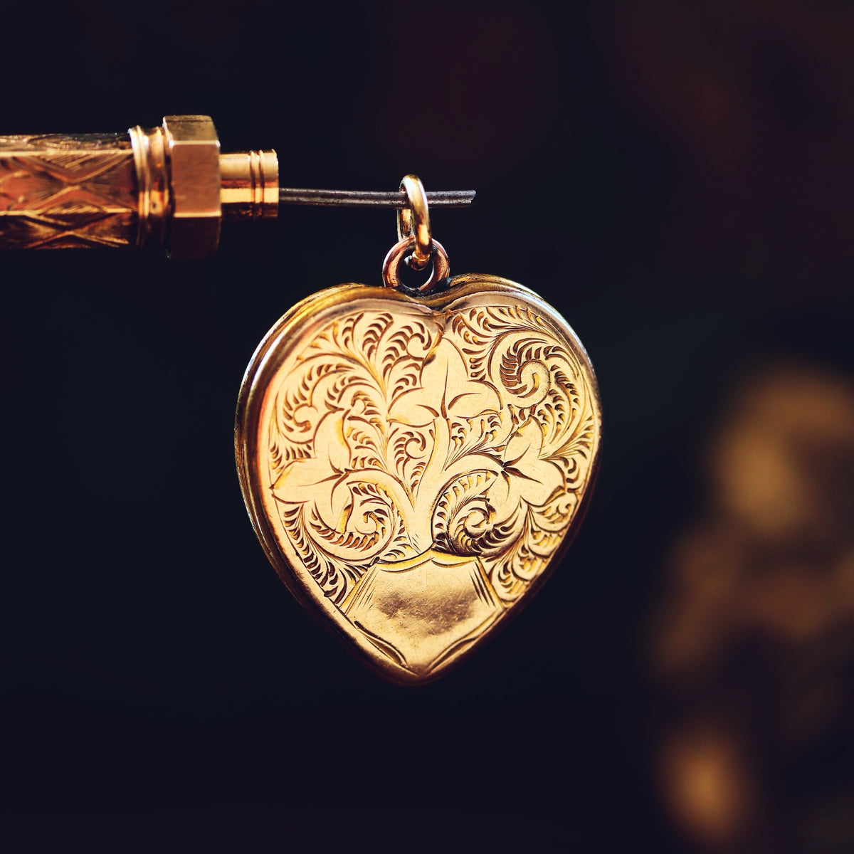 Antique Hand Engraved Heart Shaped Locket