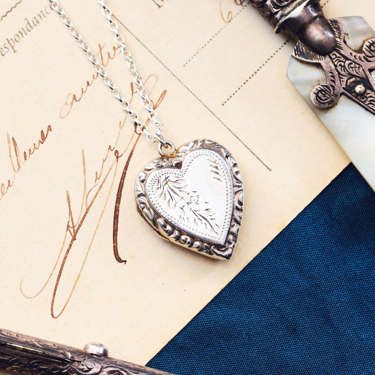 Antique Hand Engraved Silver Locket