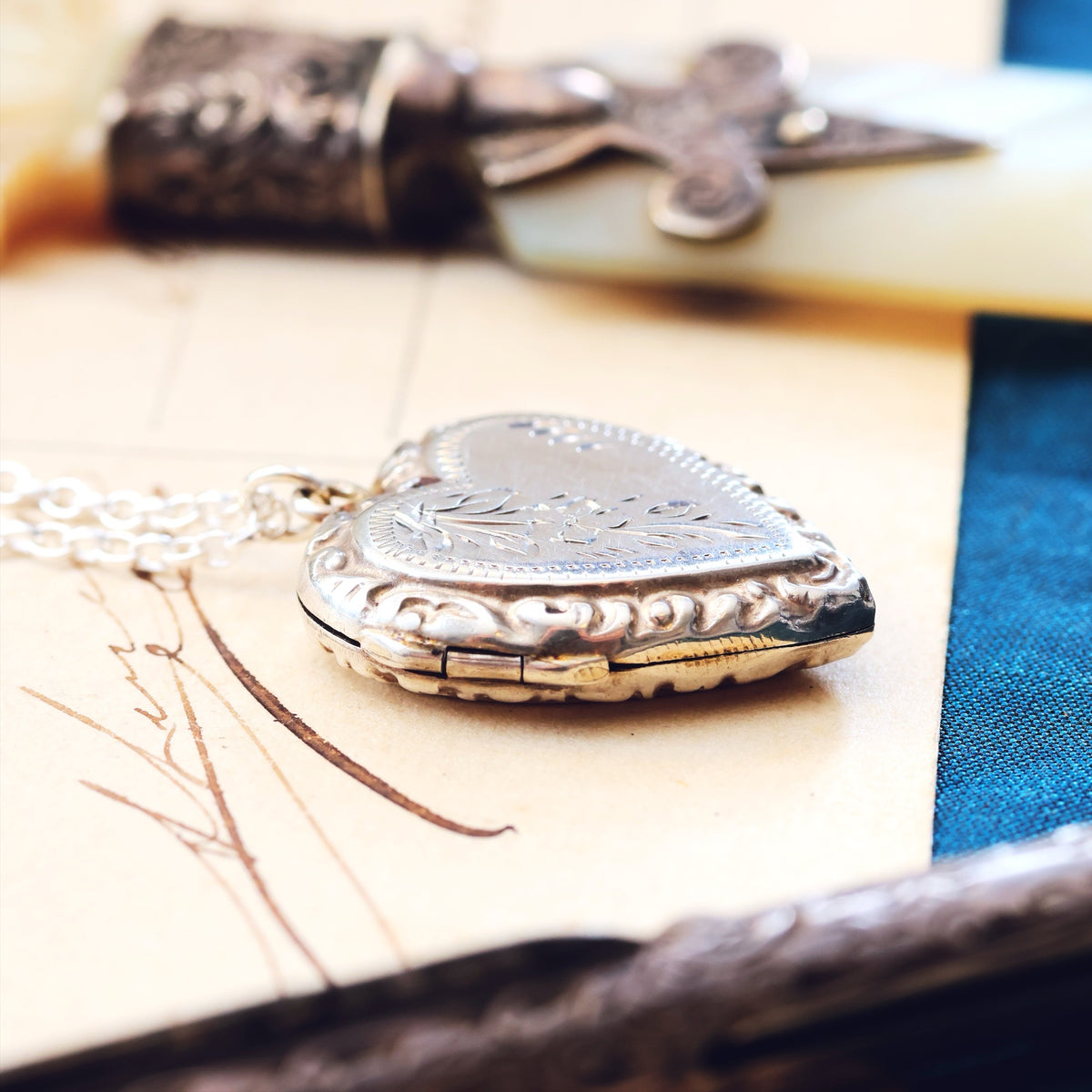 Antique Hand Engraved Silver Locket