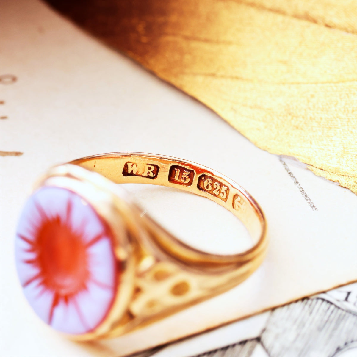 Antique Intaglio Sardonyx Signet Ring