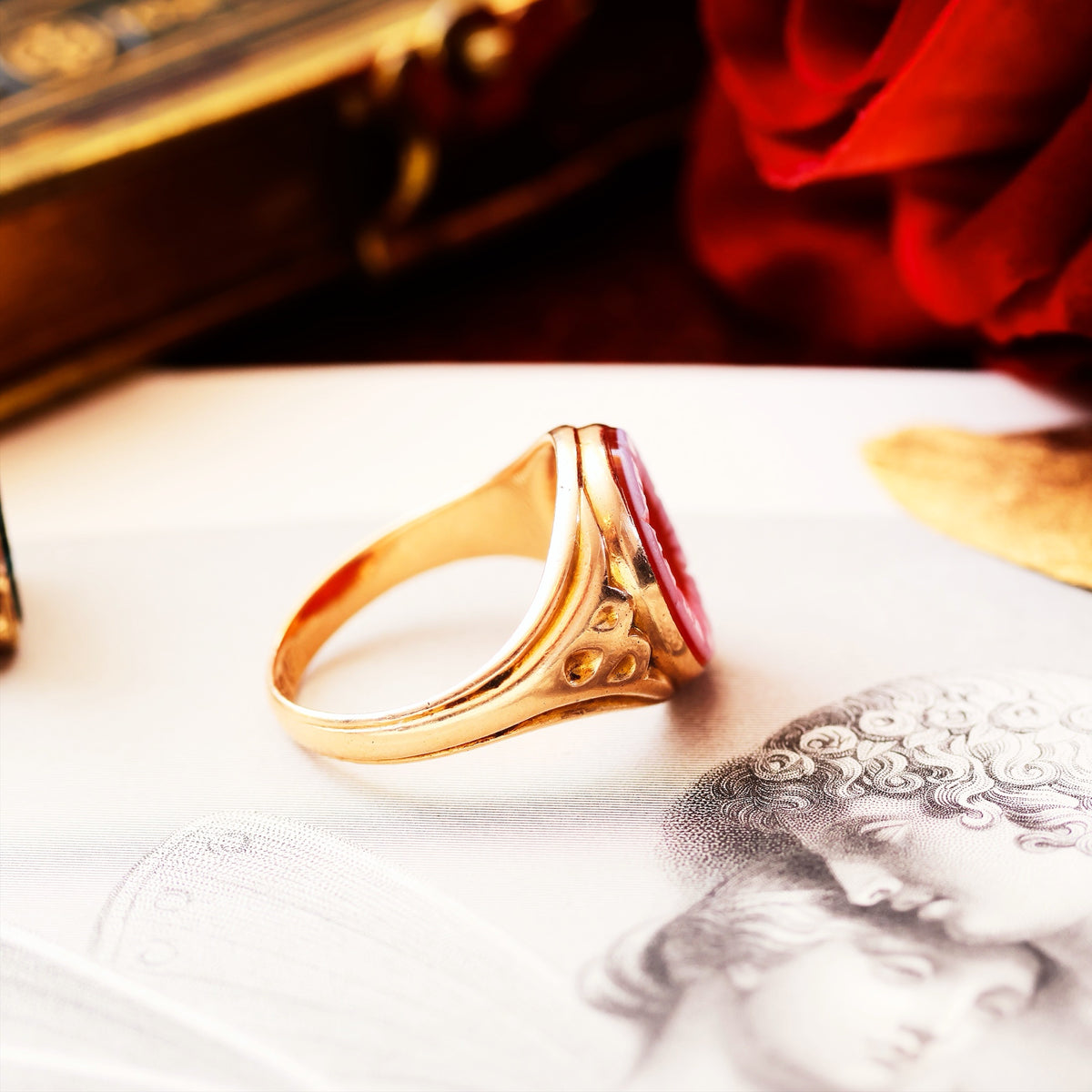 Antique Intaglio Sardonyx Signet Ring