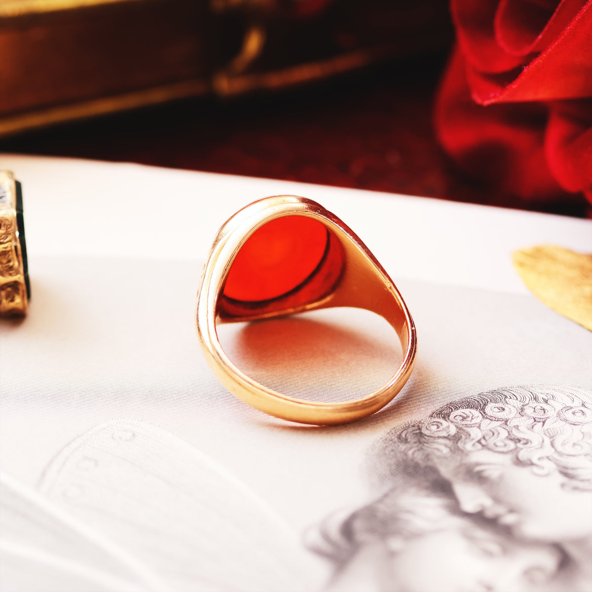 Antique Intaglio Sardonyx Signet Ring