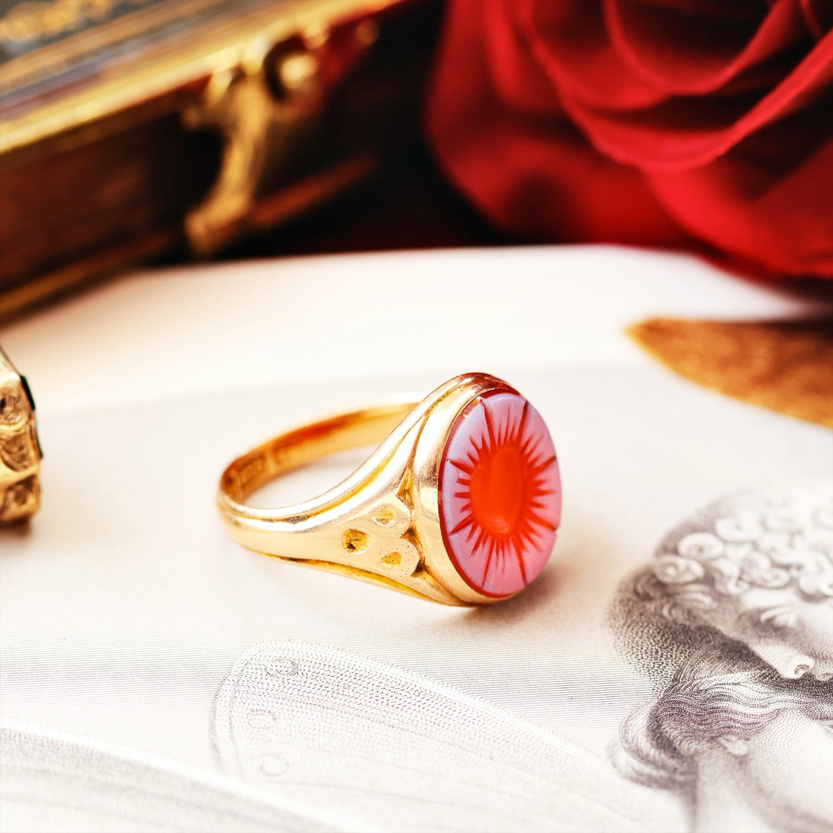 Antique Intaglio Sardonyx Signet Ring