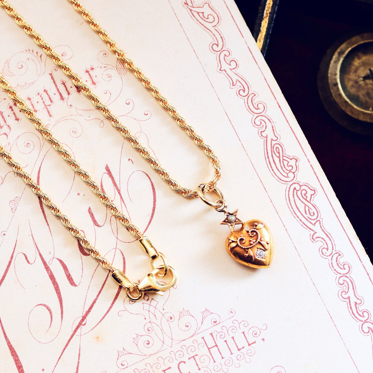 Antique Keepsake Victorian Diamond Heart Pendant