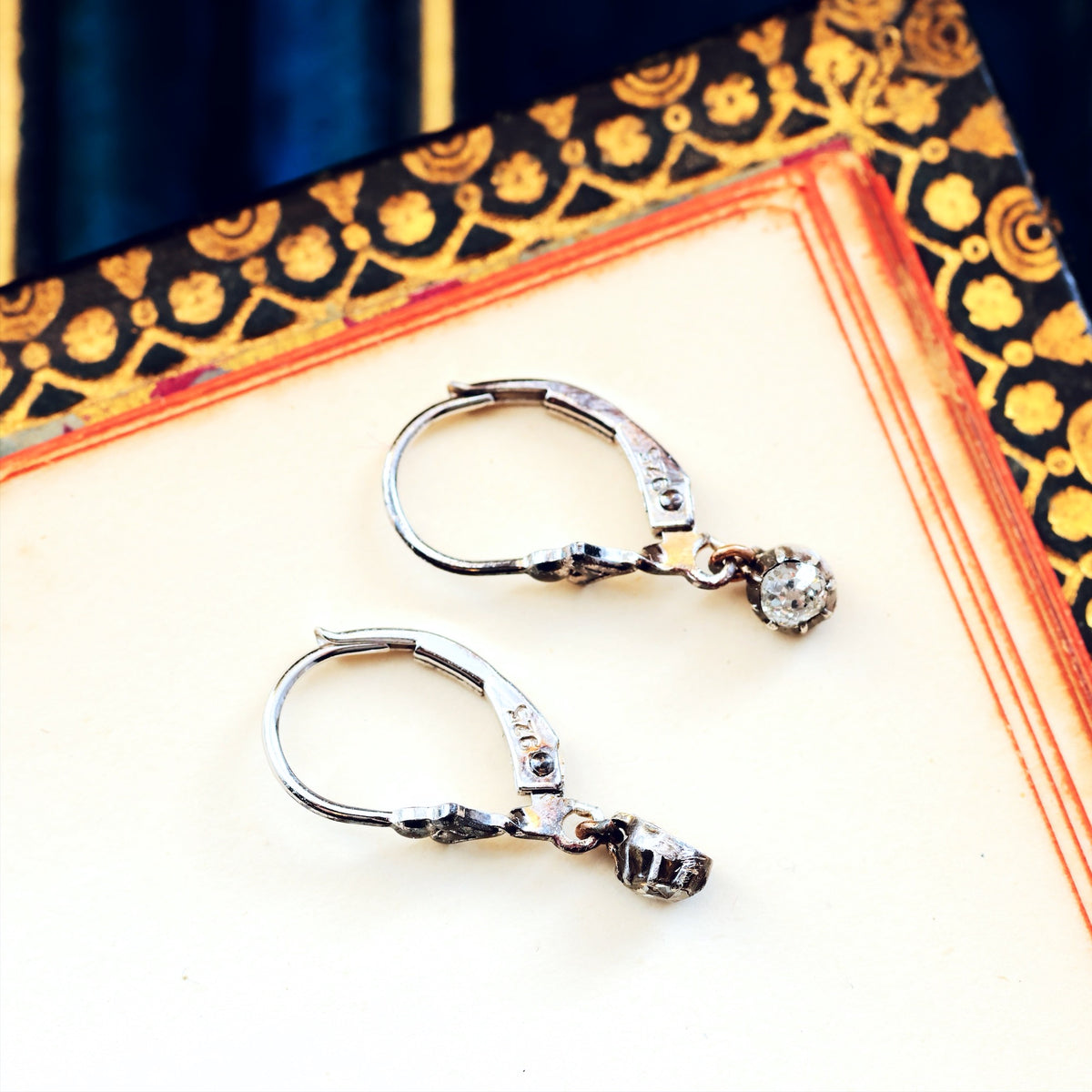 Adorable Little Hand Cut Diamond Earrings