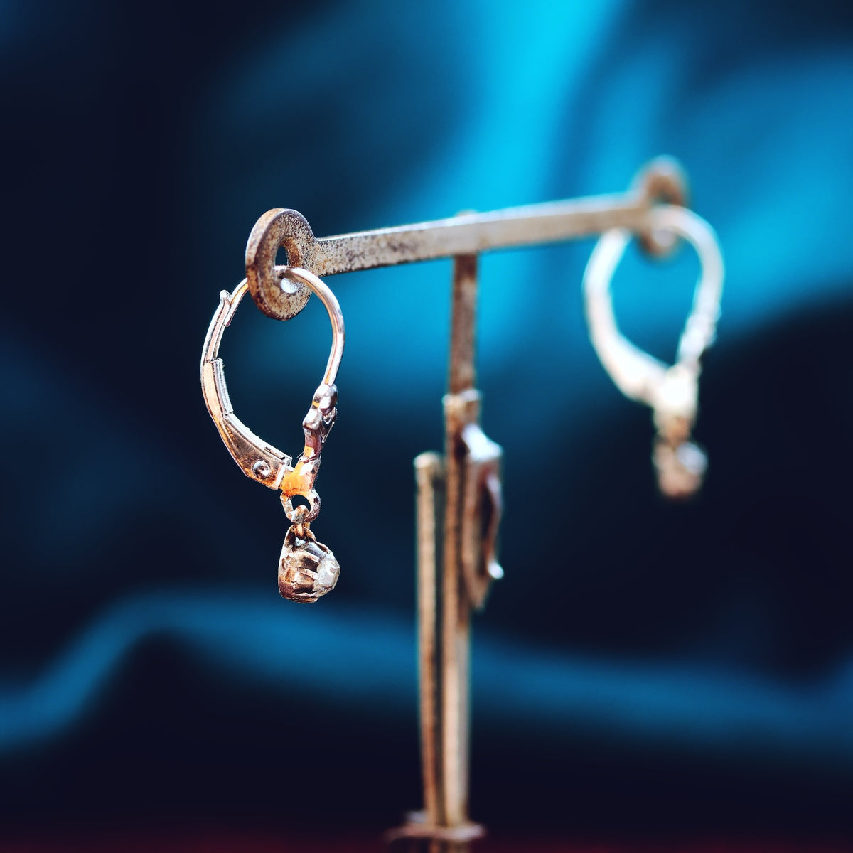 Adorable Little Hand Cut Diamond Earrings