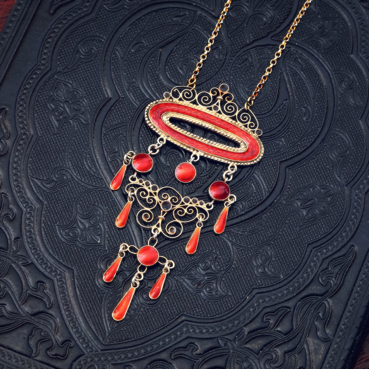 Antique Marius Hammer Silver Gilt & Enamel Necklace