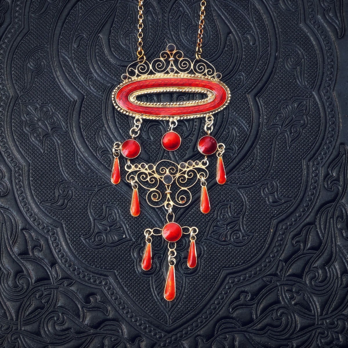 Antique Marius Hammer Silver Gilt & Enamel Necklace