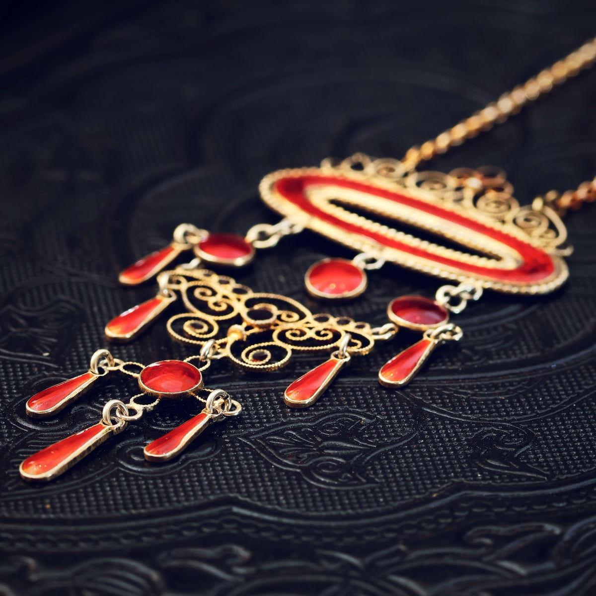 Antique Marius Hammer Silver Gilt & Enamel Necklace