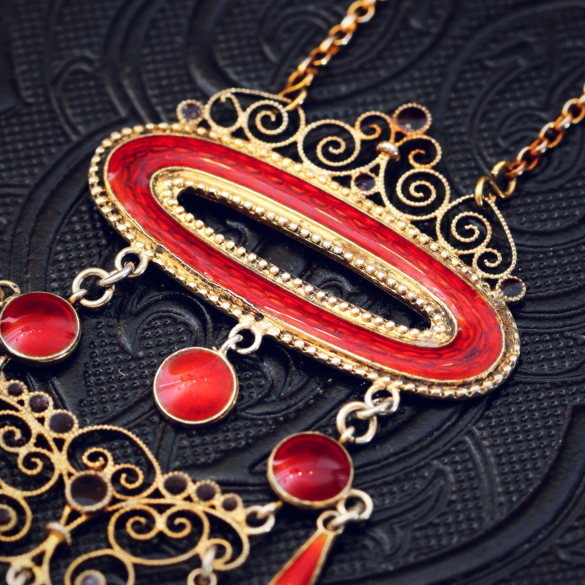 Antique Marius Hammer Silver Gilt & Enamel Necklace
