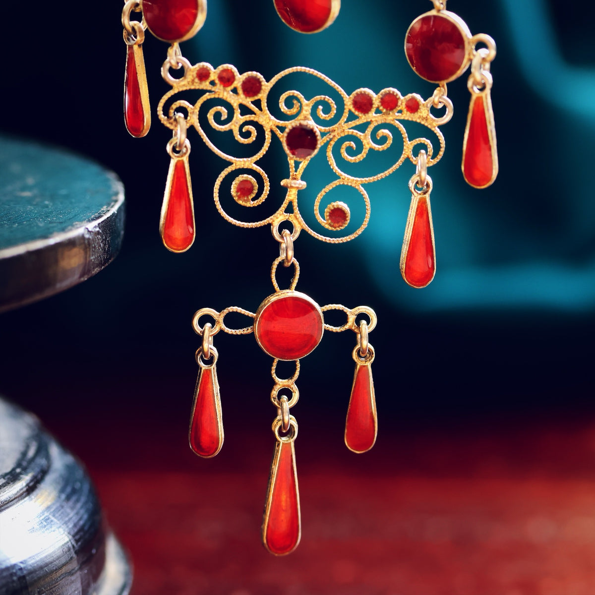 Antique Marius Hammer Silver Gilt & Enamel Necklace