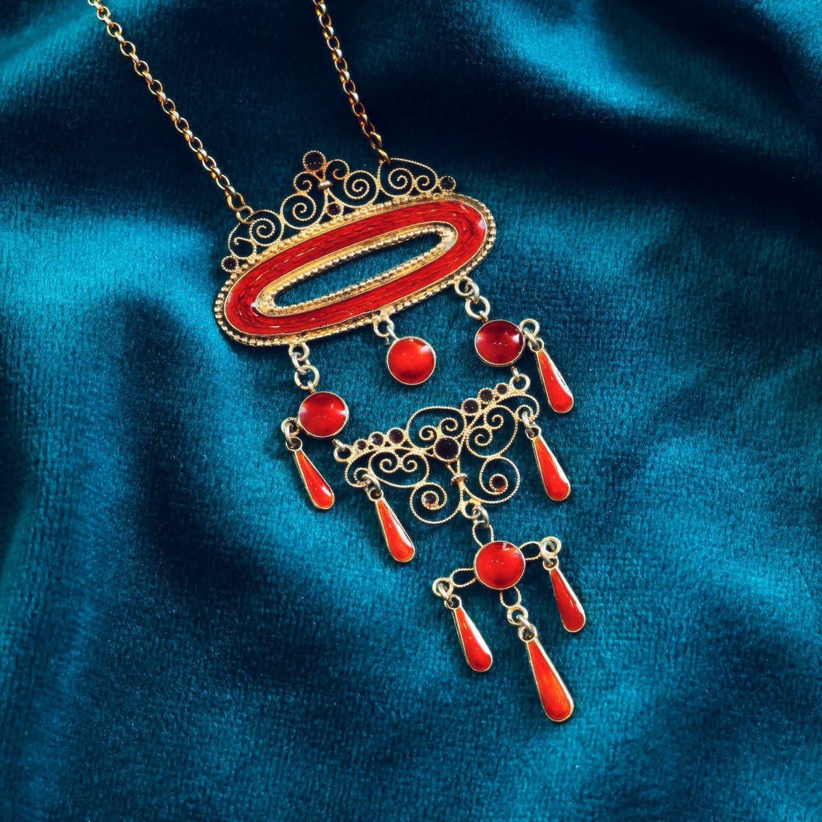 Antique Marius Hammer Silver Gilt & Enamel Necklace