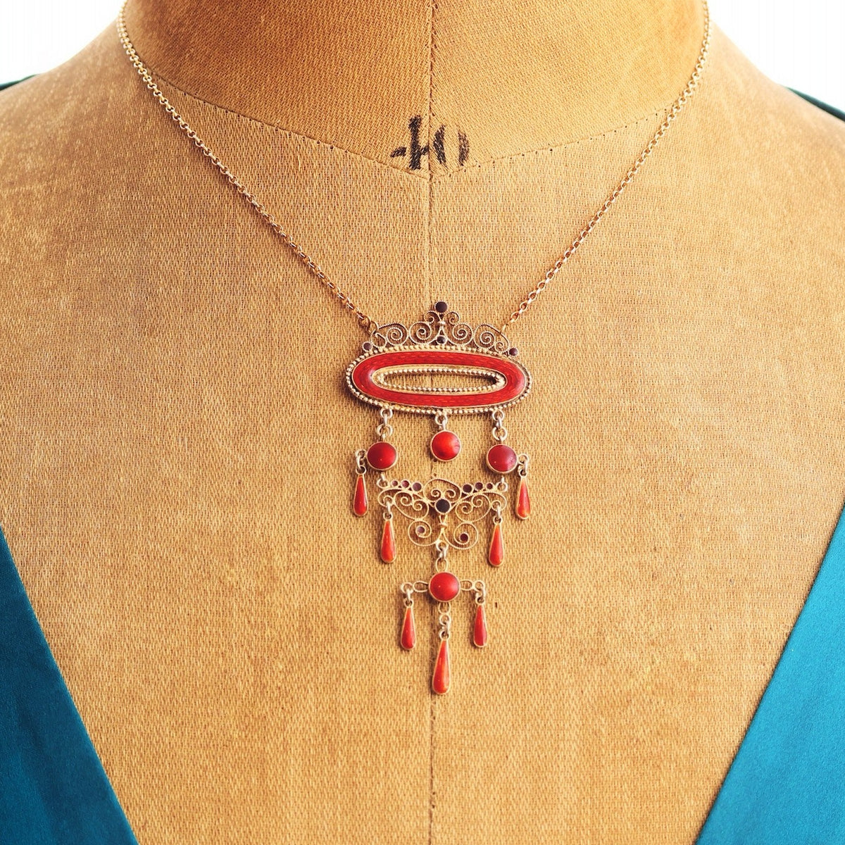 Antique Marius Hammer Silver Gilt & Enamel Necklace