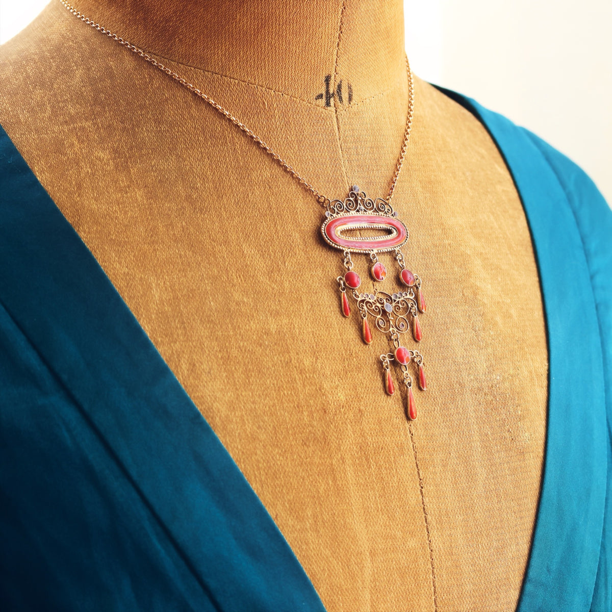 Antique Marius Hammer Silver Gilt & Enamel Necklace