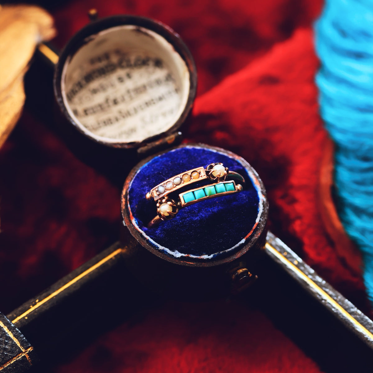 Antique Mid Victorian Pearl & Turquoise Ring