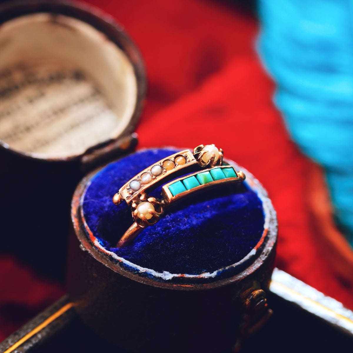 Antique Mid Victorian Pearl & Turquoise Ring