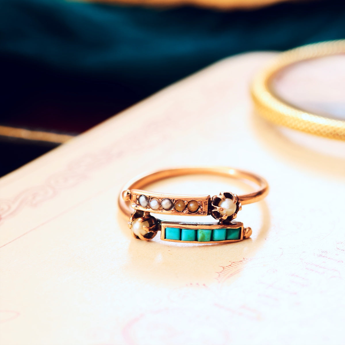 Antique Mid Victorian Pearl & Turquoise Ring