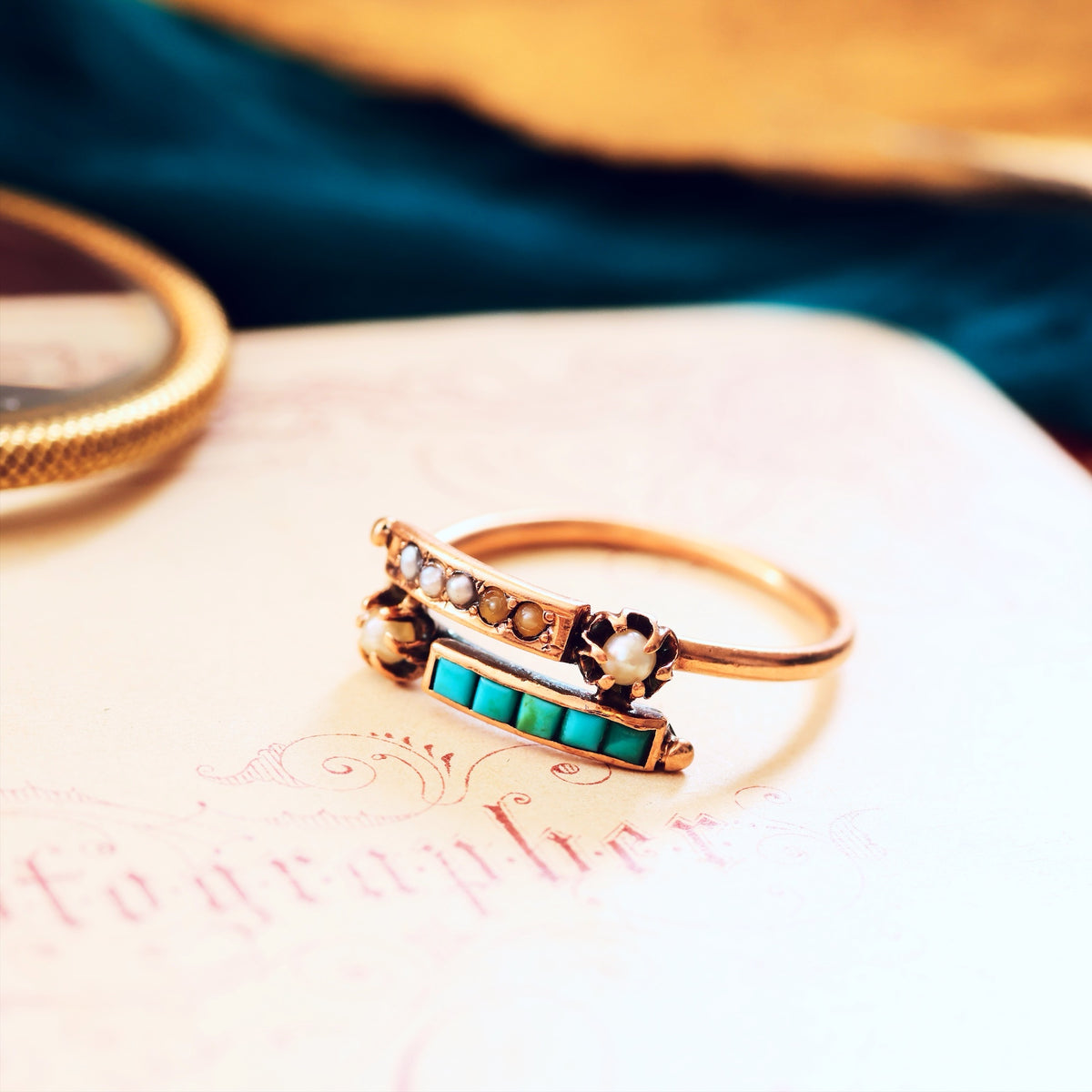 Antique Mid Victorian Pearl & Turquoise Ring