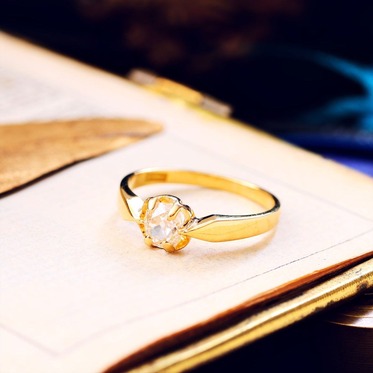 Recycled Antique Mine Cut Diamond Engagement Ring