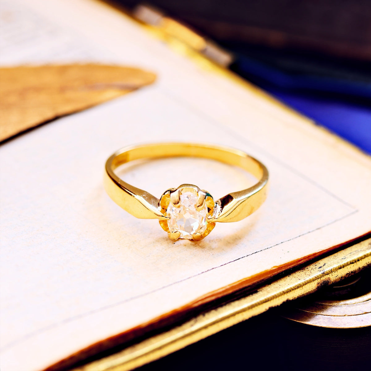 Antique Mine Cut Diamond Engagement Ring
