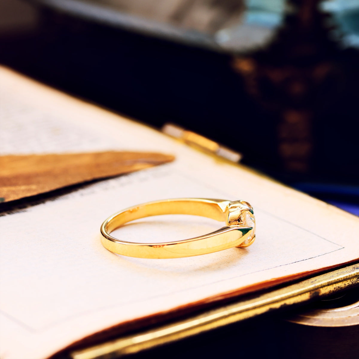 Recycled Antique Mine Cut Diamond Engagement Ring