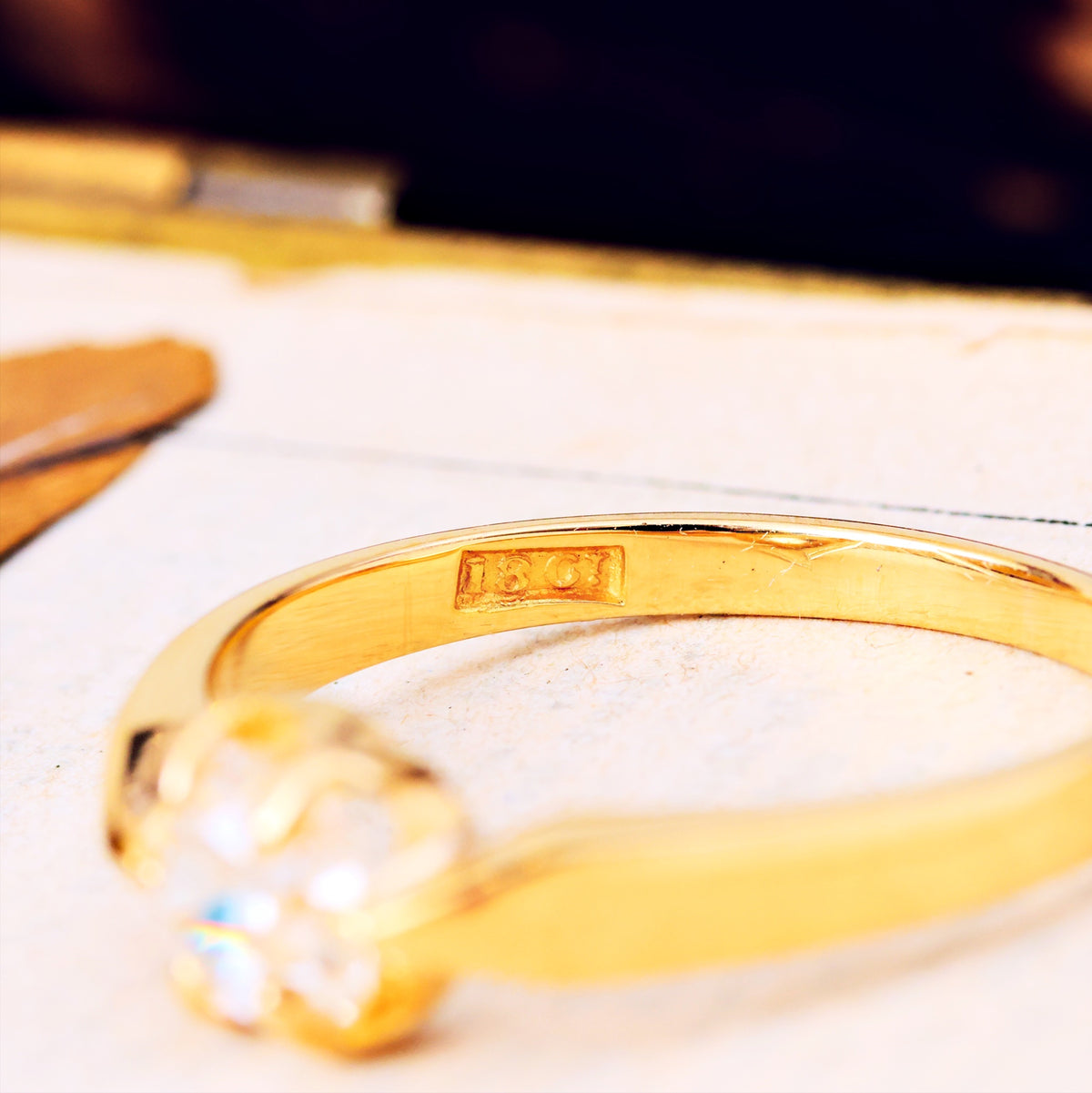 Recycled Antique Mine Cut Diamond Engagement Ring