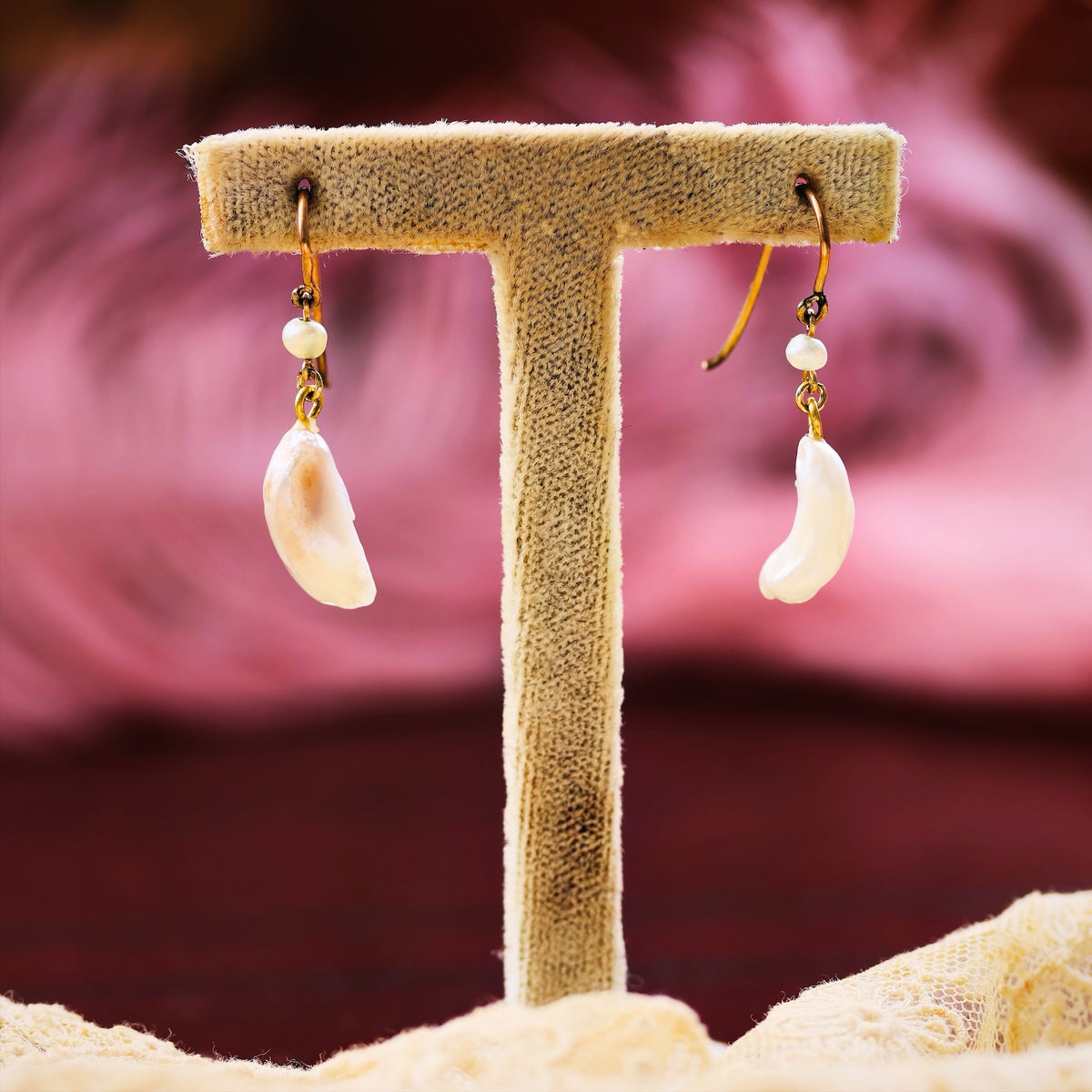Antique Natural Freshwater Wing Pearl Earrings