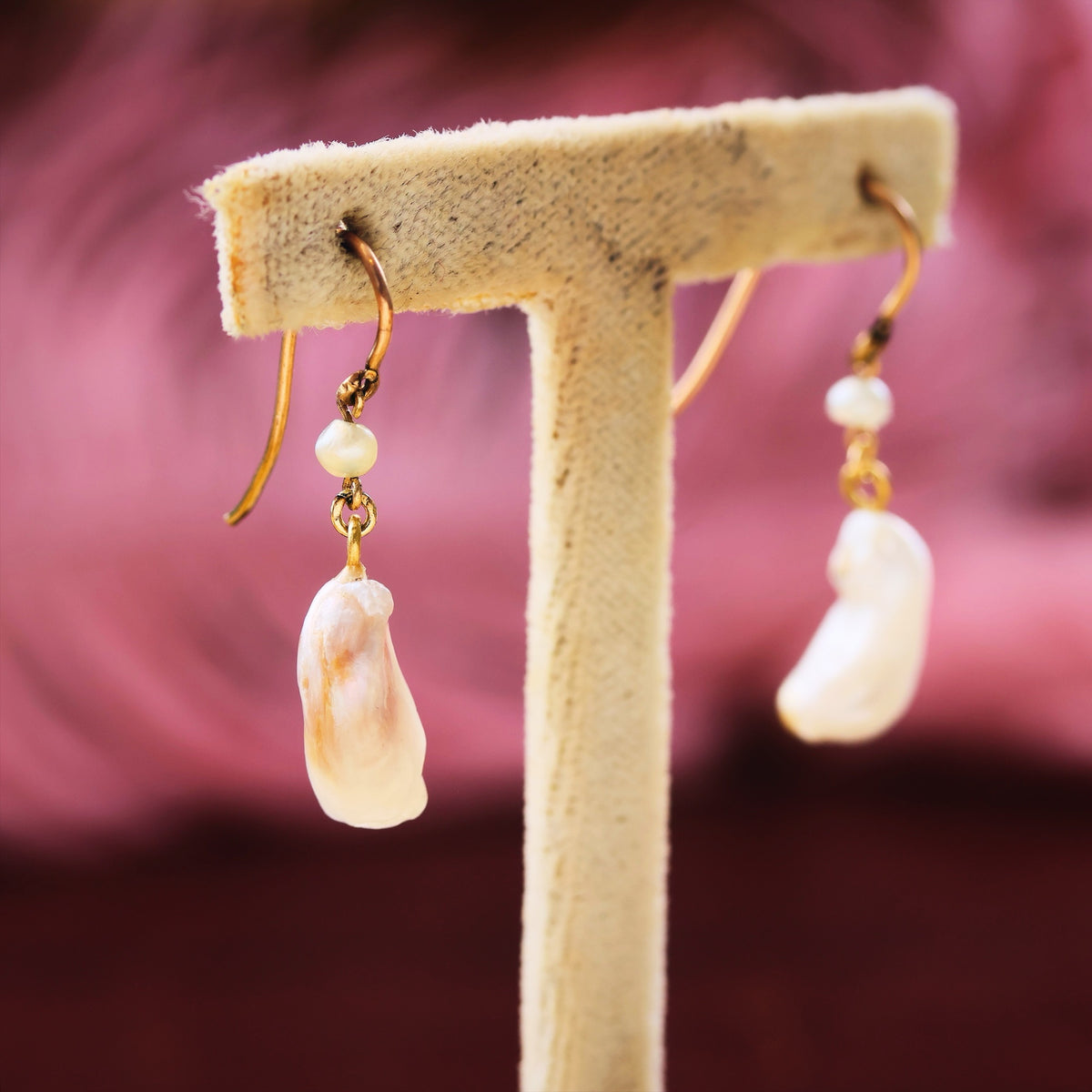 Antique Natural Freshwater Wing Pearl Earrings