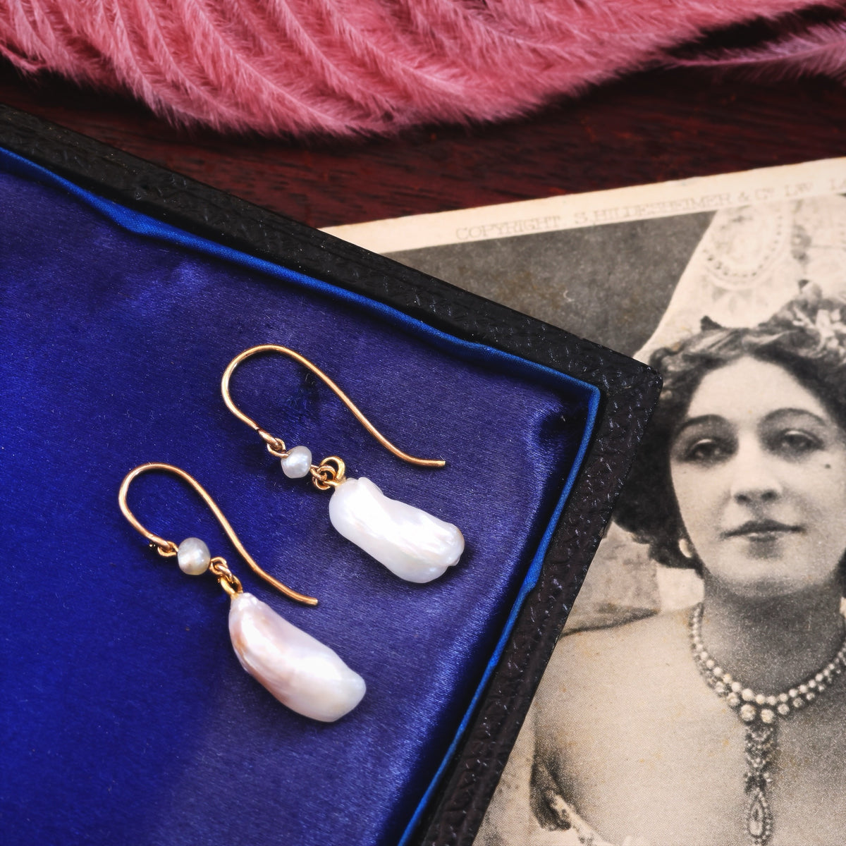 Antique Natural Freshwater Wing Pearl Earrings