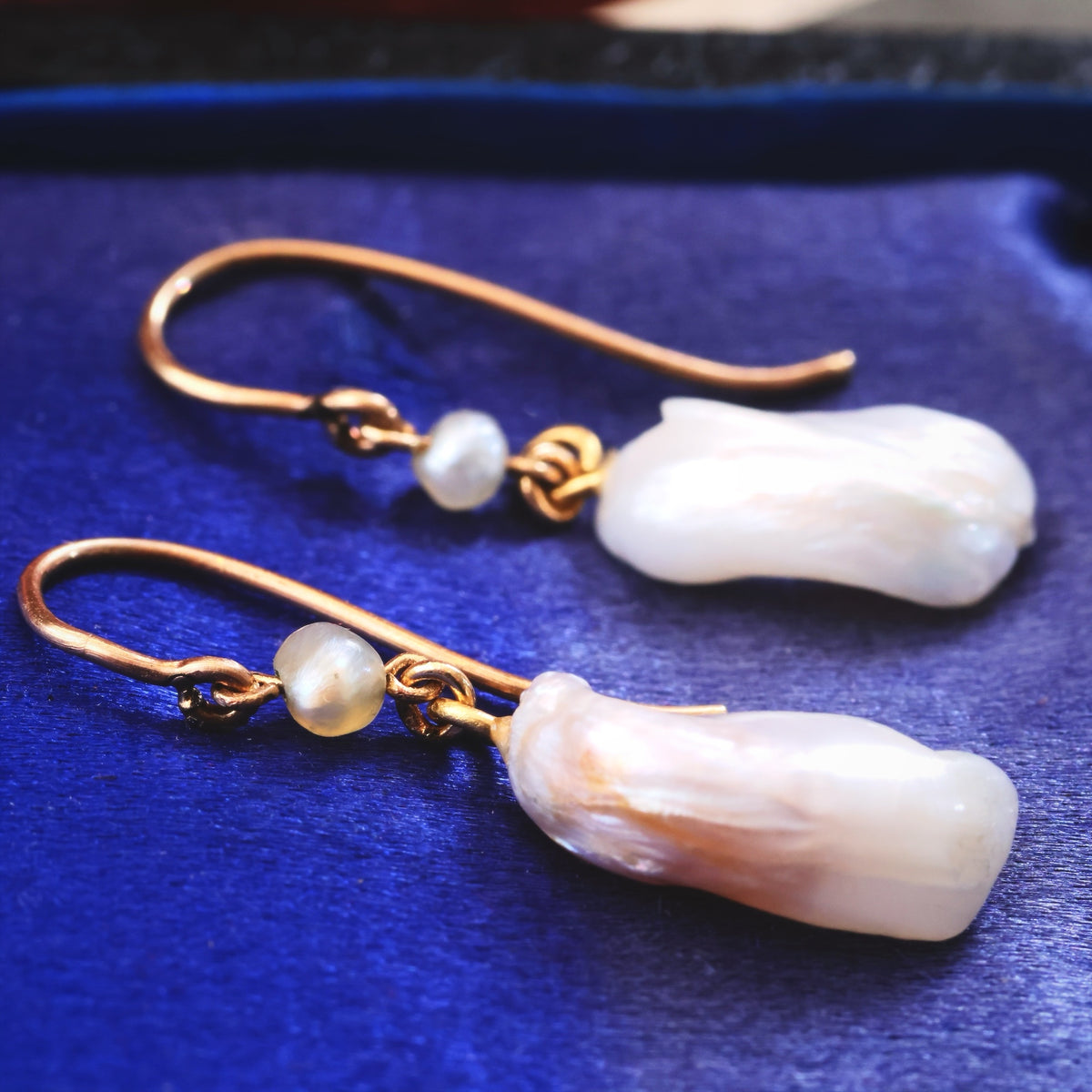 Antique Natural Freshwater Wing Pearl Earrings