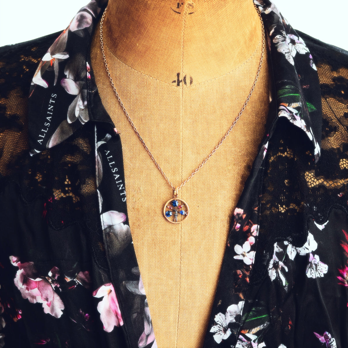 Antique Natural Sapphires, Diamond & Ruby Pendant