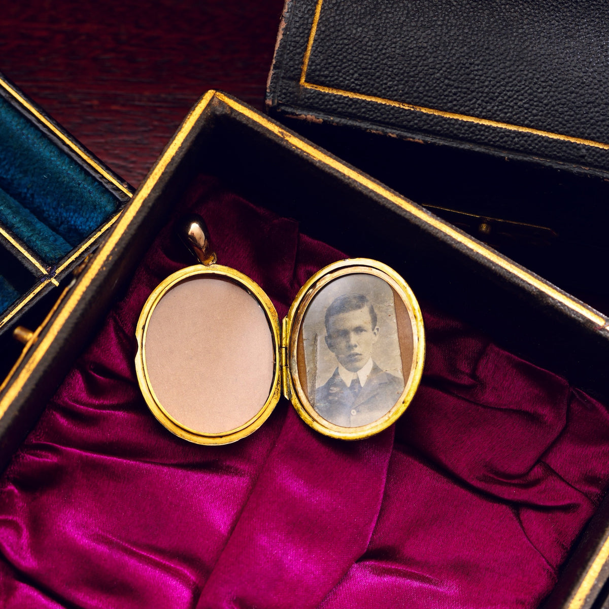 Antique Oval Garnet & Pearl Gold Locket