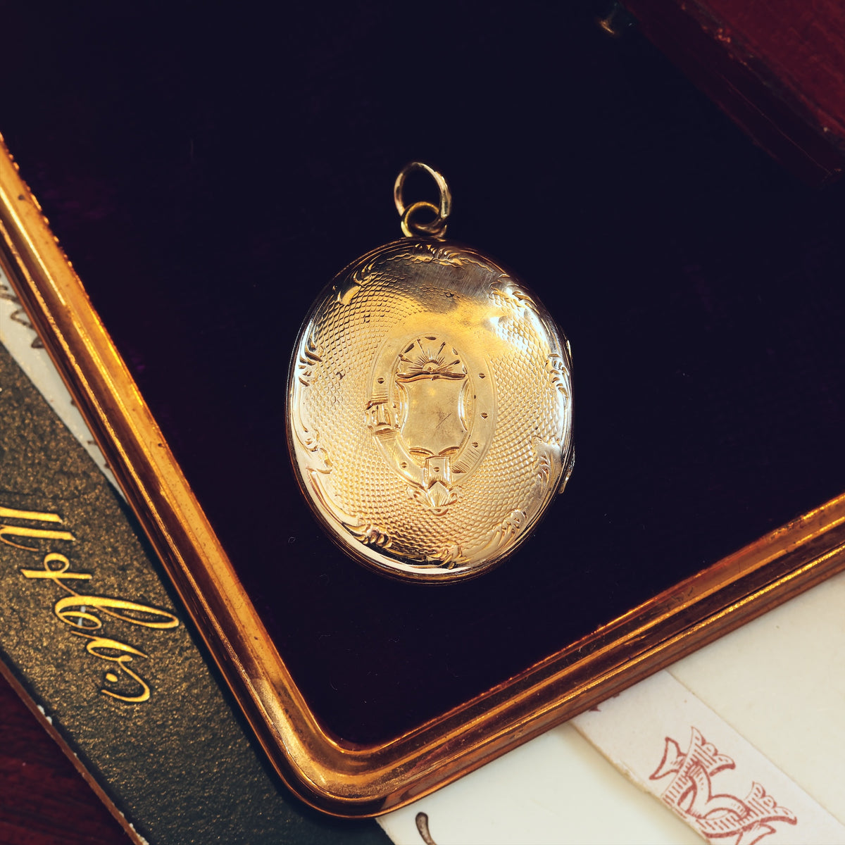 Antique Oval Roses & Fidelity Gold Locket