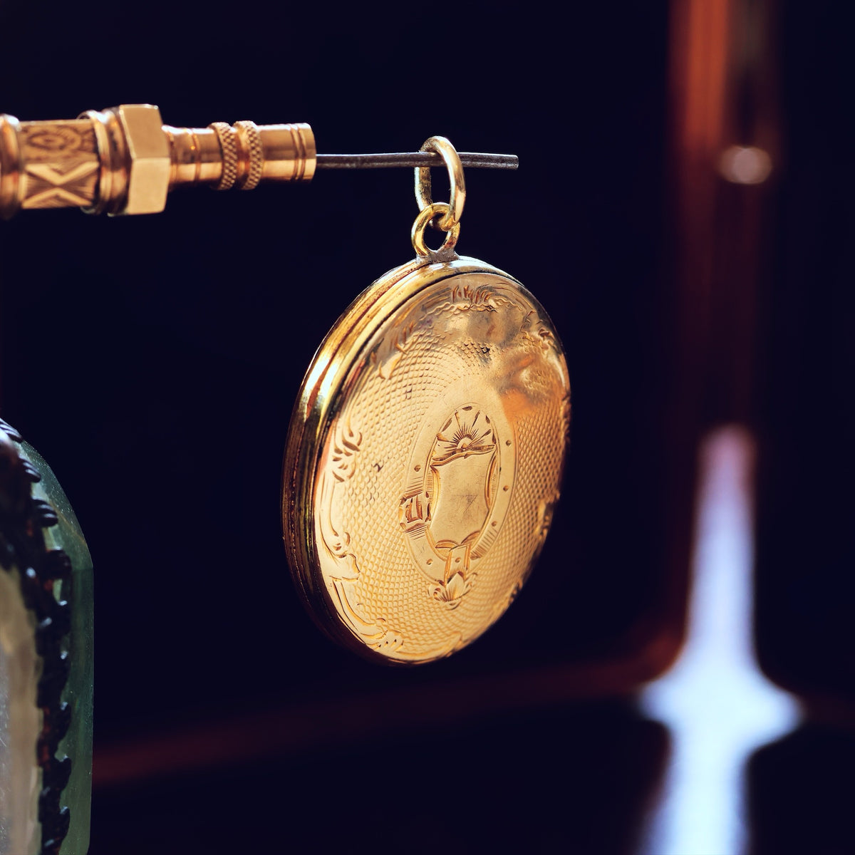 Antique Oval Roses & Fidelity Gold Locket
