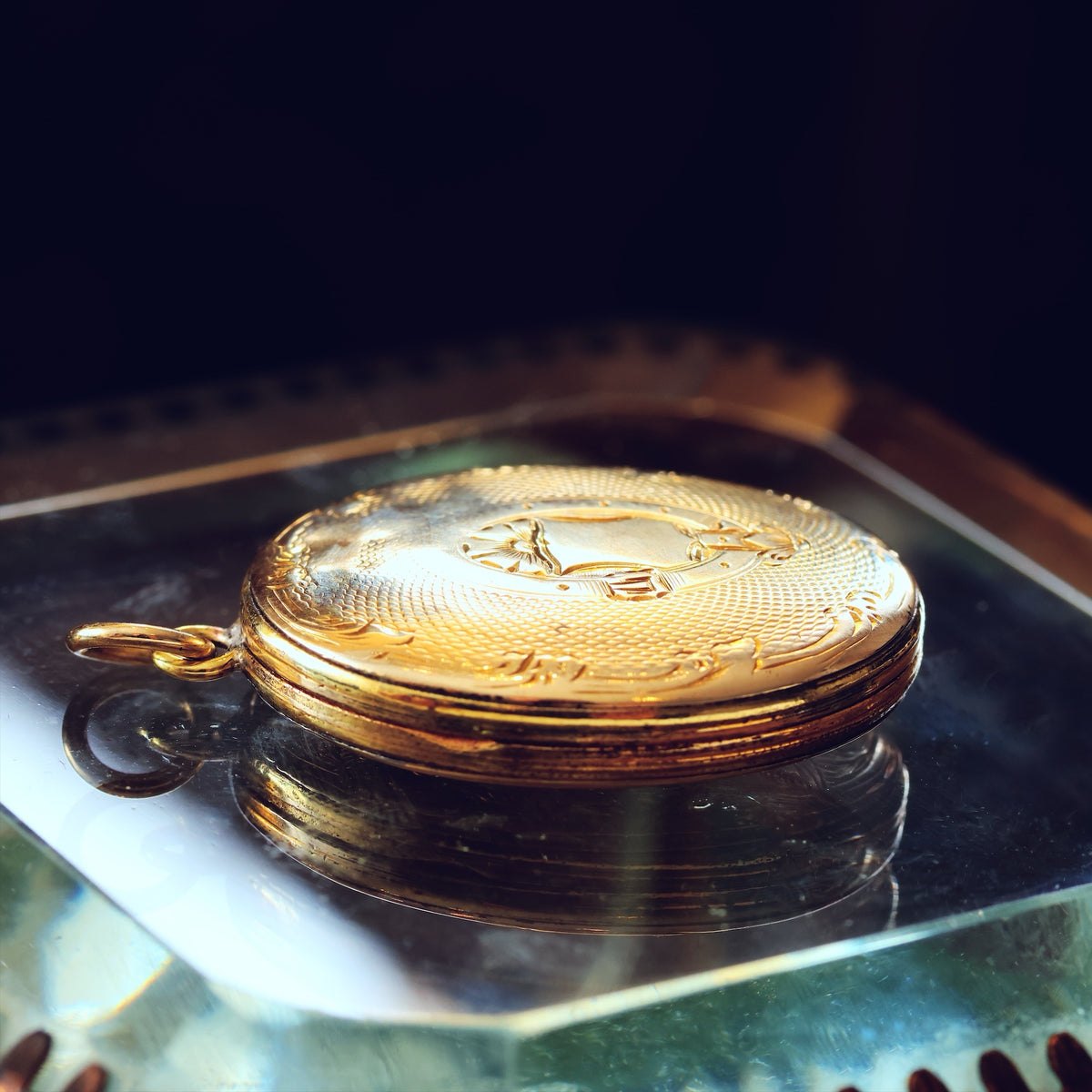 Antique Oval Roses & Fidelity Gold Locket