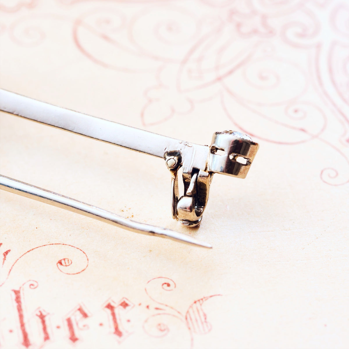 Creme de la Creme Antique Pearl & Diamond Brooch in Original Box
