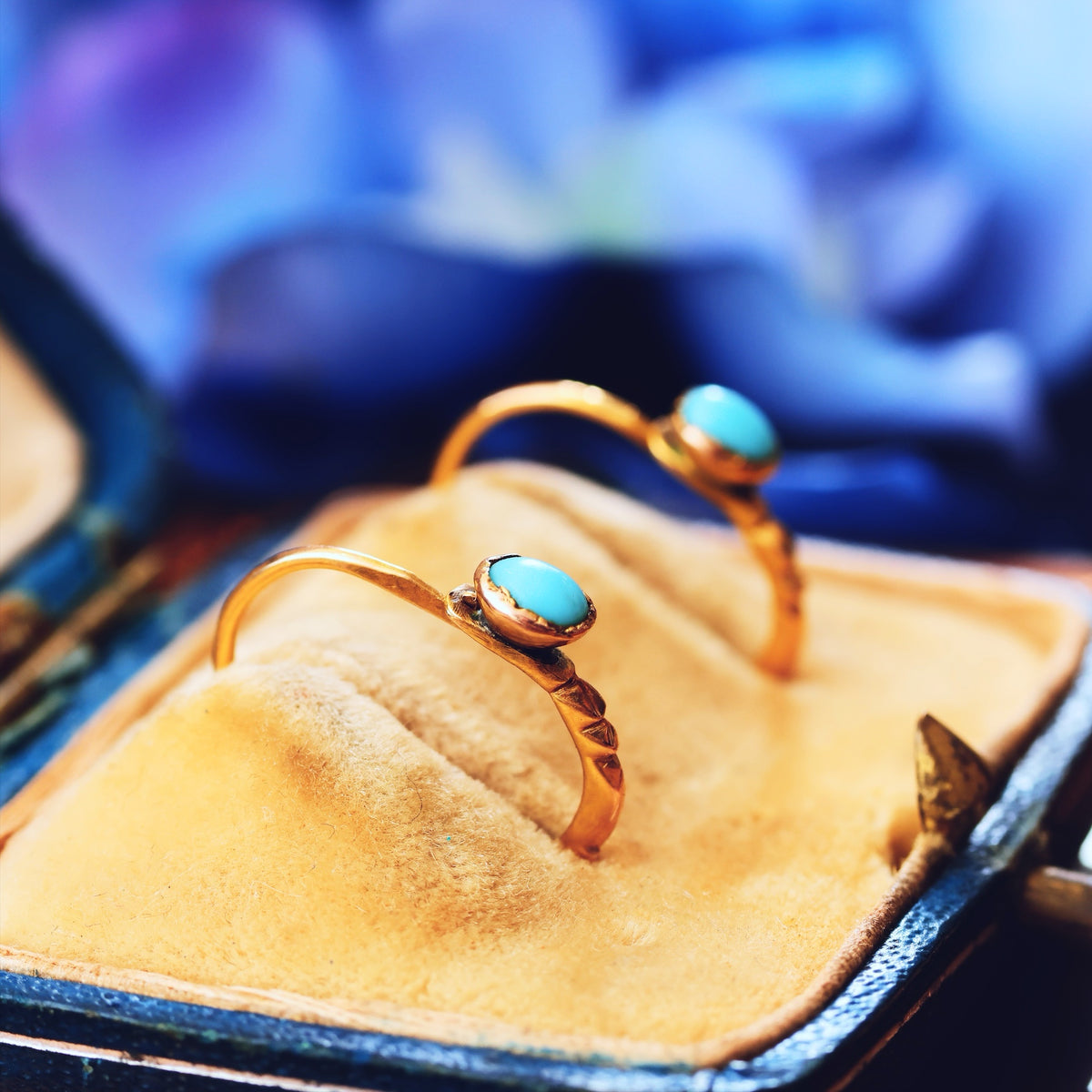 Antique Persian Turquoise 18ct Gold Dormeuse Earrings
