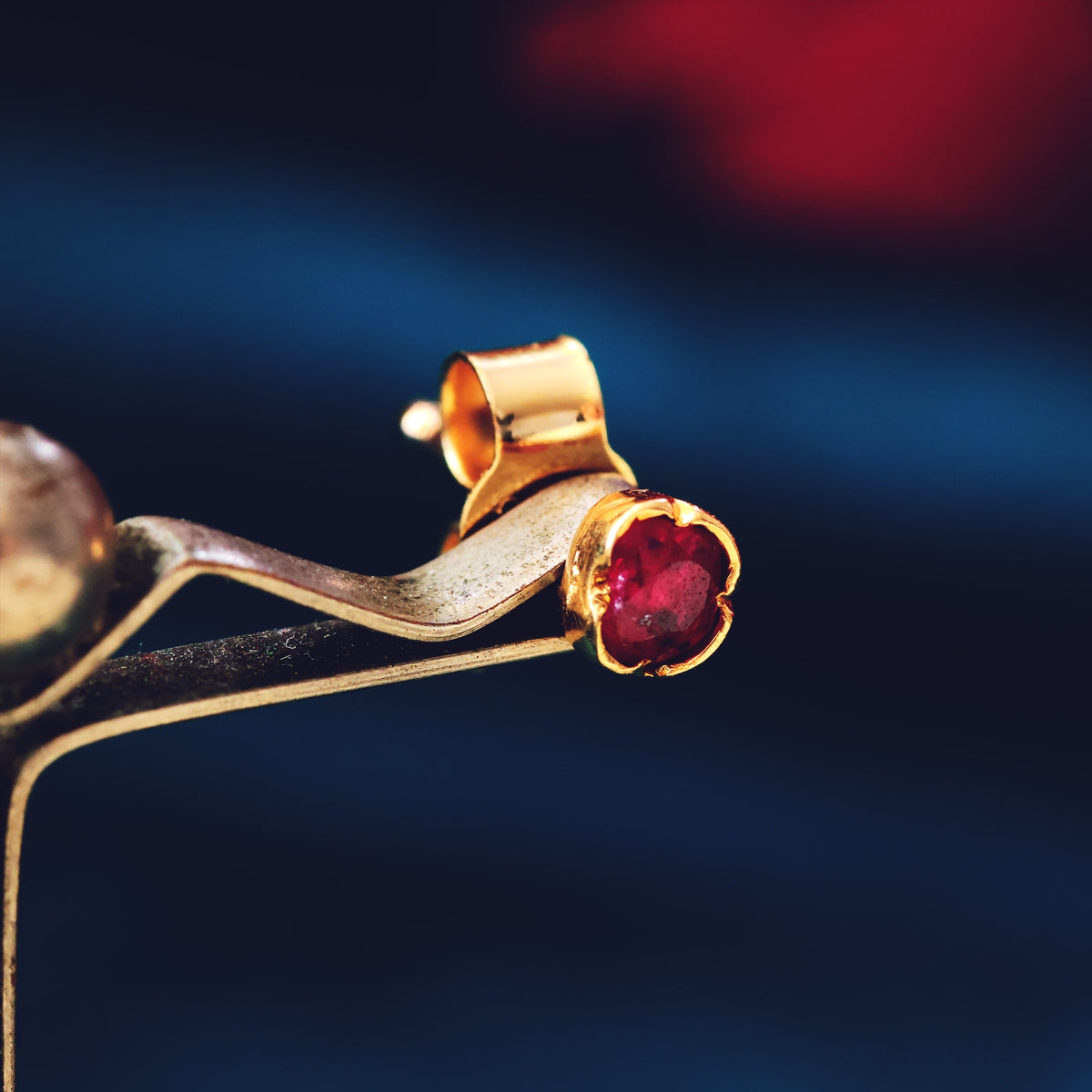 Dinky Antique Pink Ruby Stud Earrings