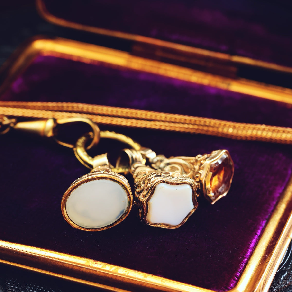 Quirky Trio of Georgian Seal Fobs Necklace