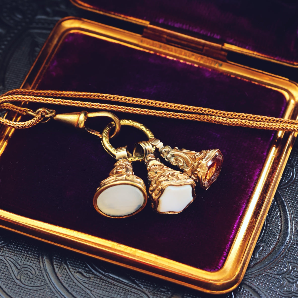 Quirky Trio of Georgian Seal Fobs Necklace