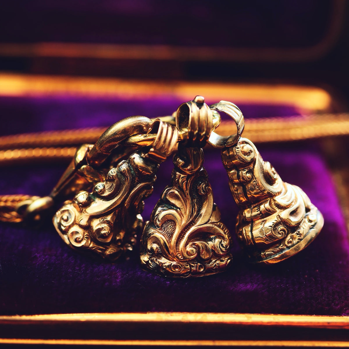 Quirky Trio of Georgian Seal Fobs Necklace