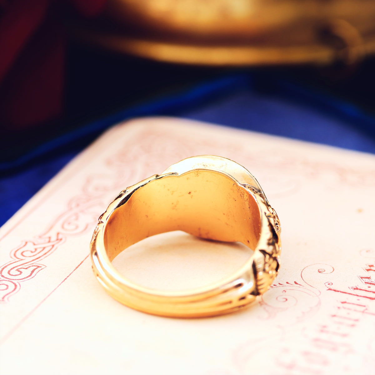 Rare Georgian Repousse Rococo Garnet Ring