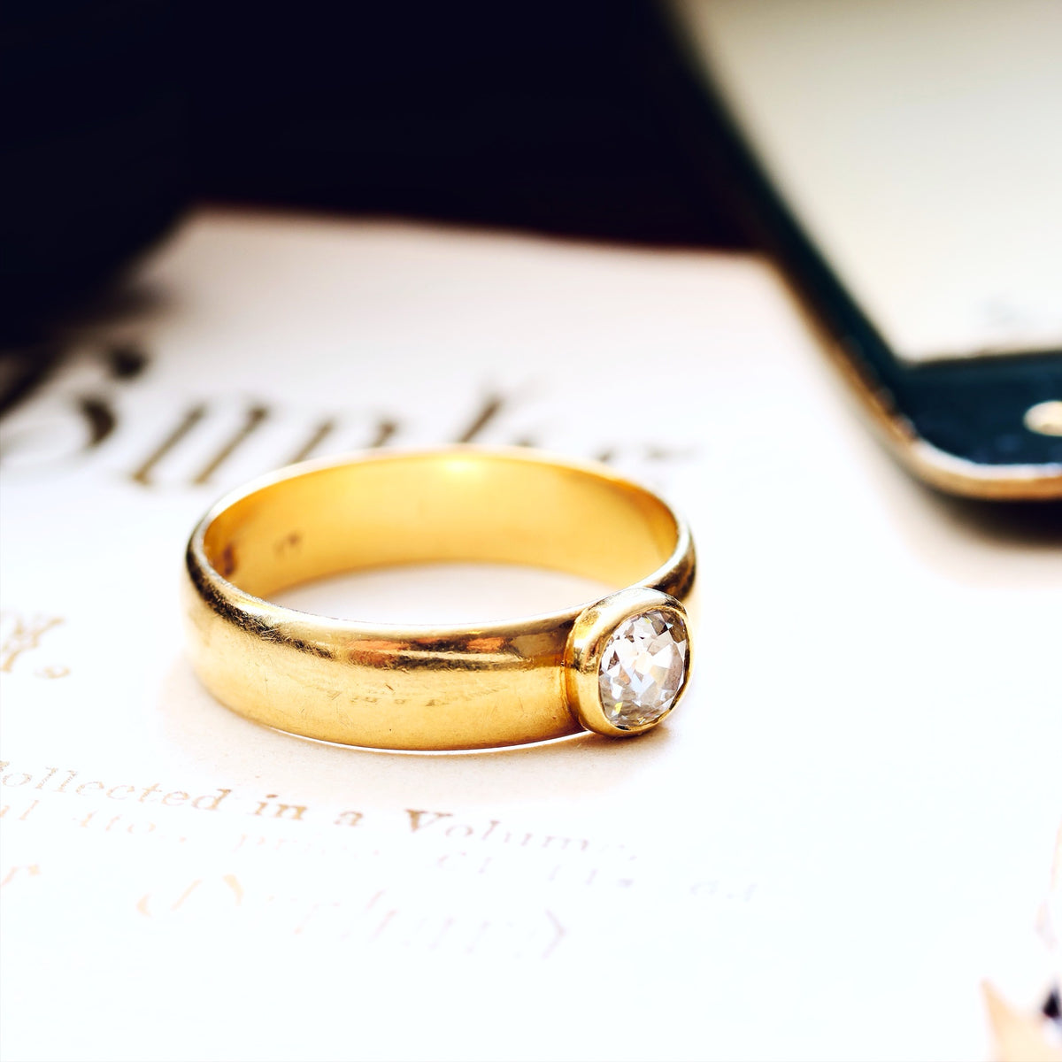 Recycled Antique Hand Cut Diamond Band Ring