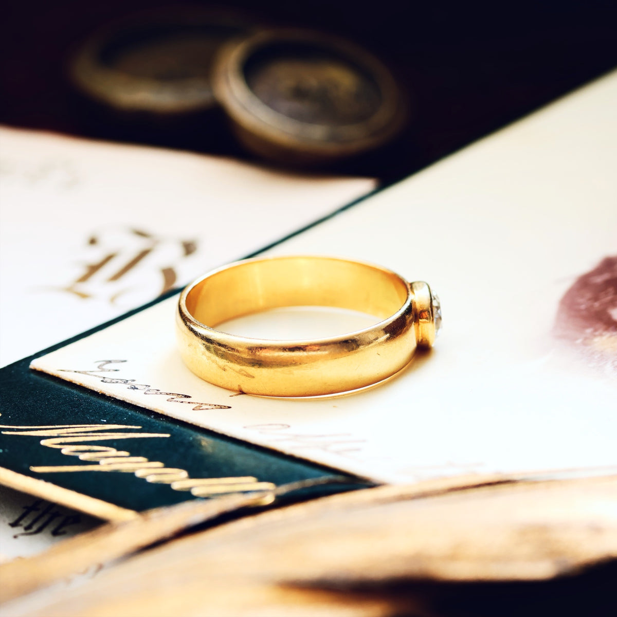 Recycled Antique Hand Cut Diamond Band Ring