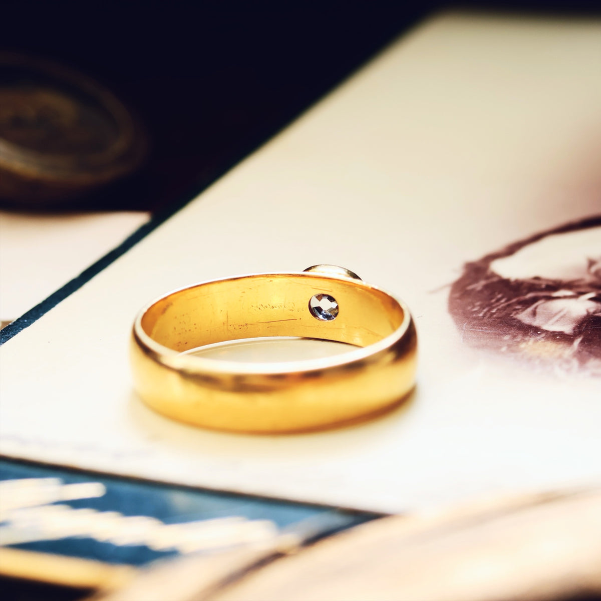Recycled Antique Hand Cut Diamond Band Ring