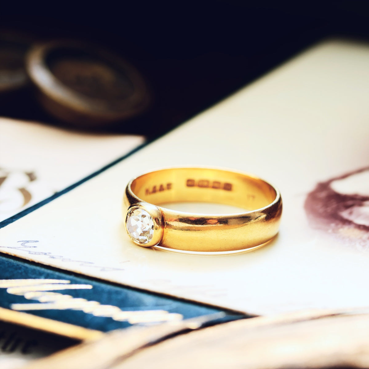 Recycled Antique Hand Cut Diamond Band Ring