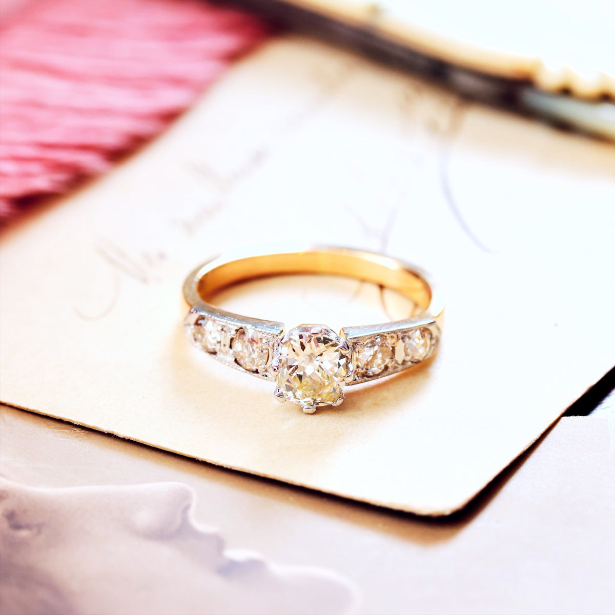 Antique Recycled Hand Cut Diamond Engagement Ring