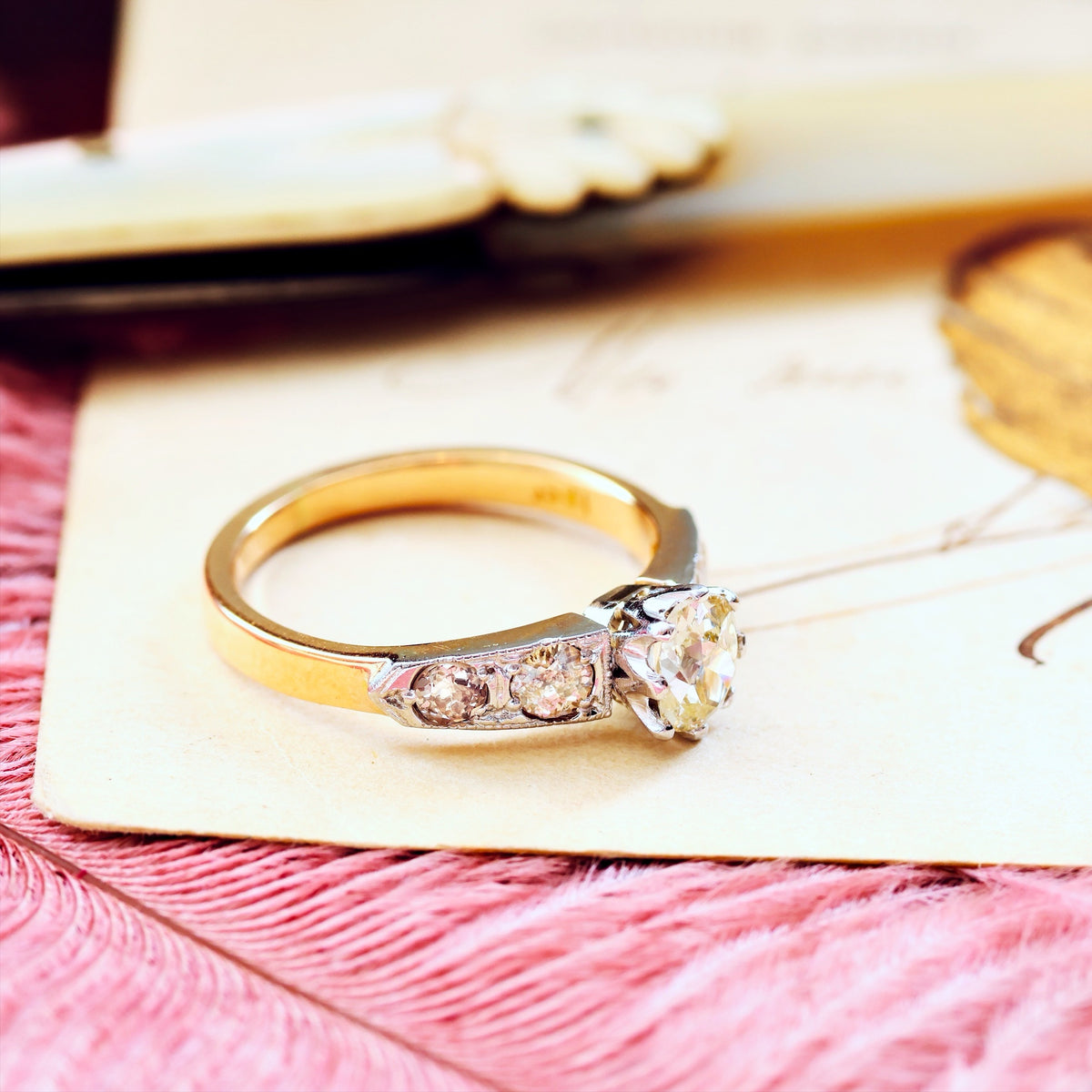 Antique Recycled Hand Cut Diamond Engagement Ring