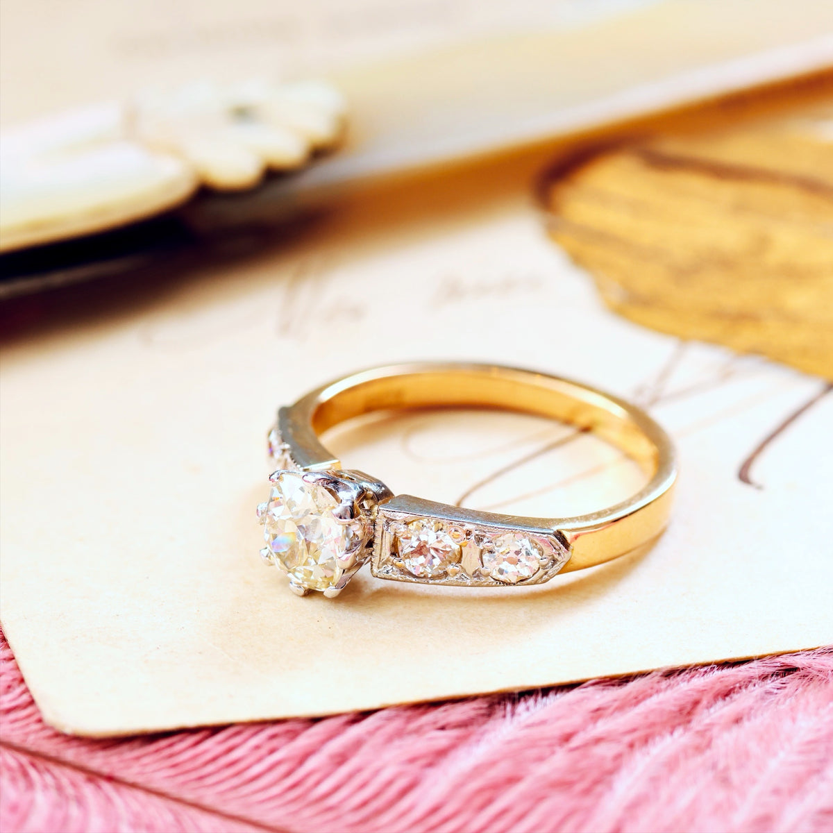 Antique Recycled Hand Cut Diamond Engagement Ring